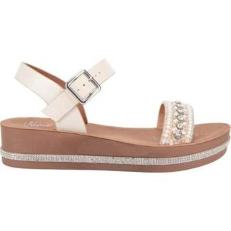 SANDALIA PLANA BRILLOS BEIGE/HUESO VI LINE