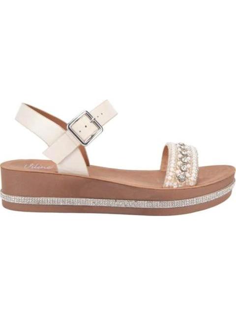 SANDALIA PLANA BRILLOS BEIGE/HUESO VI LINE