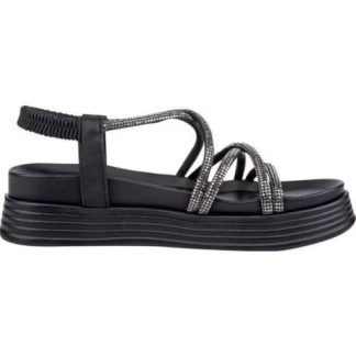 SANDALIA PLANA CON BRILLOS NEGRO VI LINE FASHION