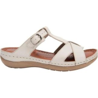 SANDALIA PLANA DE PIEL HUESO SHOSH