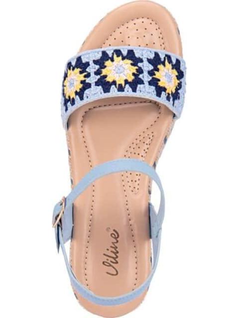 SANDALIA TEJIDA CON PLATAFORMA AZUL VI LINE - Image 4