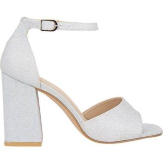 SANDALIA TACON CON GLITTER PLATA MOLTO BELLO