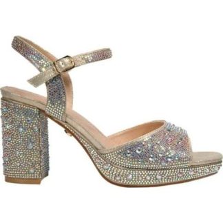 SANDALIA TACON PLATAFORMA BRILLOS ORO THALIA SODI