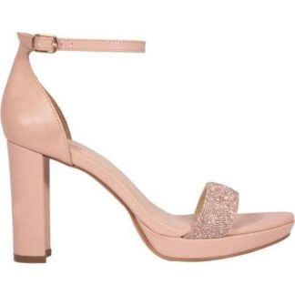 SANDALIA TACON PLATAFORMA CON BRILLOS NUDE MOLTO BELLO