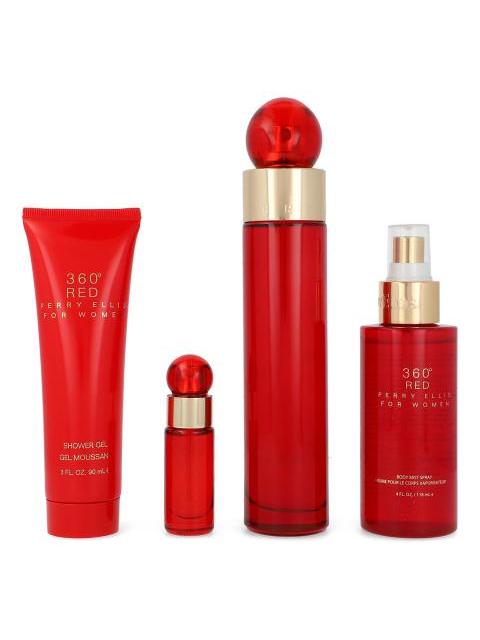 SET 360° RED 4PZS 100ML EDP SPRAY BODY MIST 118ML SHOWER G