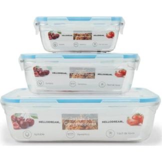SET 3 TUPPERS HERMETICOS MULTICOLOR HELLODREAM