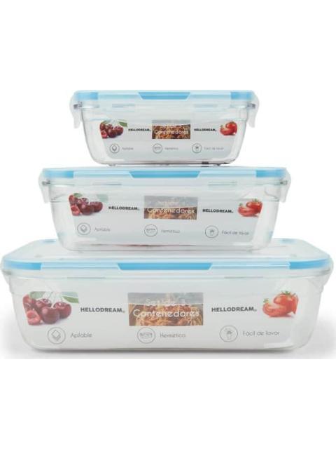 SET 3 TUPPERS HERMETICOS MULTICOLOR HELLODREAM