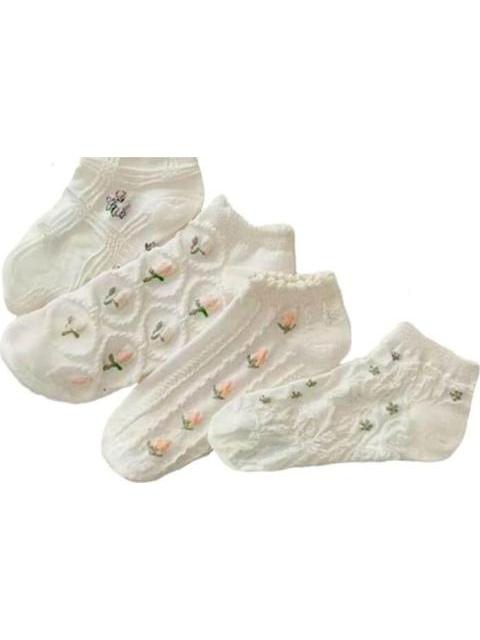 SET 5 PARES DE TINES CON BORDADO MARFIL LOVE TO LOUNGE