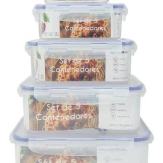 SET 5 TUPPERS HERMETICOS MULTICOLOR HELLODREAM