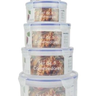 SET 5 TUPPERS HERMETICOS MULTICOLOR HELLODREAM