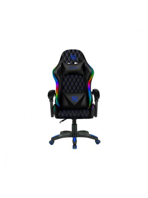SILLA GAMER RGB INCLINACION RESPALDO 145 CLASE 4 140150KG NSGRGB1 FOAM 350MM 63CM-64CM-121131CM COJIN LUMBAR Y CABEZA NEGRO-AZUL