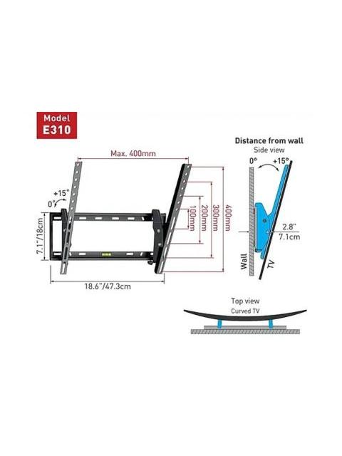 SOPORTE DE PARED BARKAN E310+ PARA PANTALLA CURVO-PLANO 19 65 HASTA 50KG NEGRO