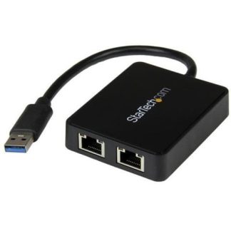 STARTECH  ADAPTADOR 2X USB 3.0 MACHO - 2X RJ-45 HEMBRA 20CM NEGRO