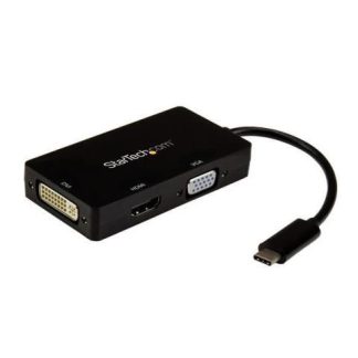 STARTECH  ADAPTADOR MULTIPUERTOS USB-C MACHO - HDMI-DVI-VGA HEMBRA NEGRO