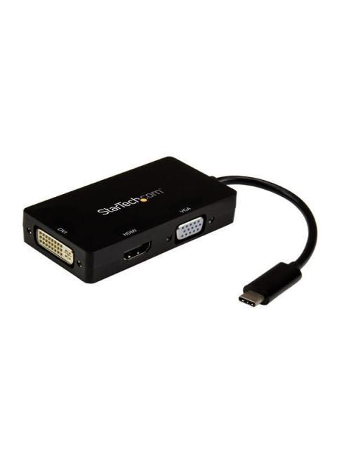 STARTECH  ADAPTADOR MULTIPUERTOS USB-C MACHO - HDMI-DVI-VGA HEMBRA NEGRO