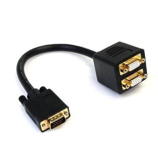 STARTECH  ADAPTADOR VGA MACHO - 2X VGA HEMBRA 30CM NEGRO