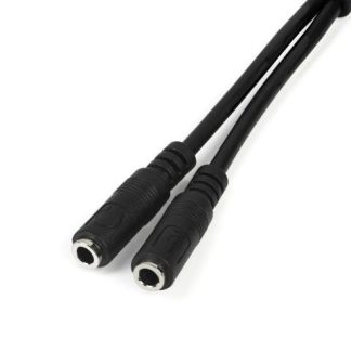 STARTECH  CABLE 35MM MACHO - 2X DE 35MM HEMBRA 20CM NEGRO