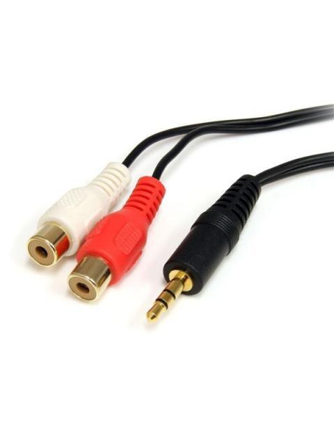 STARTECH  CABLE 3.5MM MACHO - 2X RCA HEMBRA 1.8 METROS NEGRO
