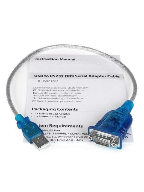 STARTECH  CABLE ADAPTADOR USB 2.0 A MACHO - RS-232 DE 1 PUERTO SERIAL DB9 MACHO 43CM AZUL-PLATA - Image 7