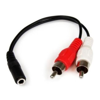 STARTECH  CABLE DE AUDIO ESTEREO MINI 3.5MM HEMBRA - 2X RCA MACHO 15CM NEGRO