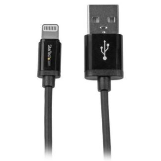 STARTECH  CABLE DE CARGA CERTIFICADO MFI LIGHTNING MACHO - USB A 2.0 MACHO 1 METRO NEGRO PARA IPOD-IPHONE-IPAD
