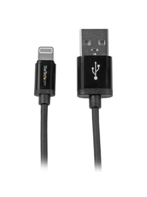STARTECH  CABLE DE CARGA CERTIFICADO MFI LIGHTNING MACHO - USB A 2.0 MACHO 1 METRO NEGRO PARA IPOD-IPHONE-IPAD