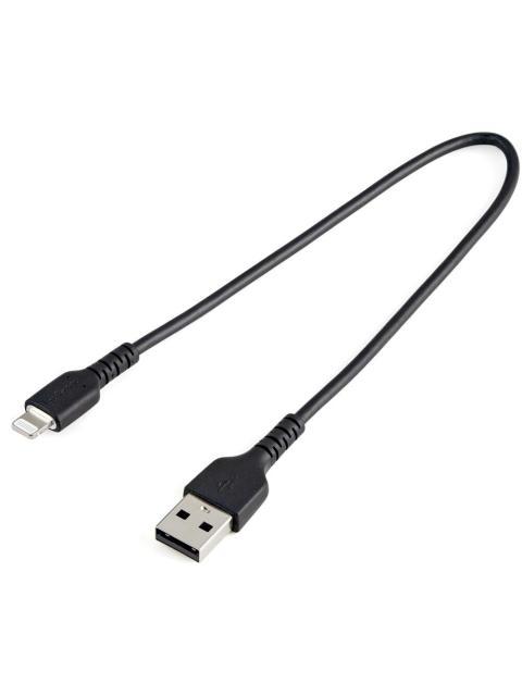 STARTECH  CABLE DE CARGA CERTIFICADO MFI LIGHTNING MACHO - USB A 2.0 MACHO 30CM NEGRO PARA PARA IPOD-IPHONE-IPAD