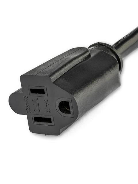 STARTECH  CABLE DE PODER ACODADO NEMA 5-15P MACHO - NEMA 5-15R ACOPLADOR HEMBRA 30CM NEGRO - Image 4