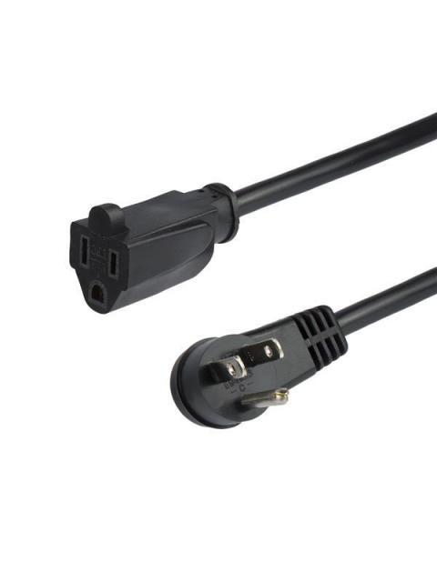 STARTECH  CABLE DE PODER ACODADO NEMA 5-15P MACHO - NEMA 5-15R ACOPLADOR HEMBRA 90CM NEGRO