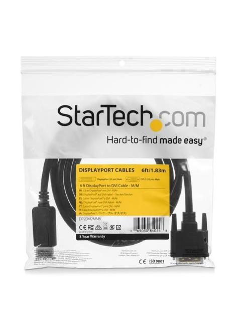 STARTECH  CABLE DISPLAYPORT 1.2 MACHO - DVI MACHO 1080P 60HZ 1.8 METROS NEGRO - Image 7