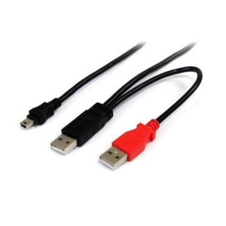 STARTECH  CABLE EN Y PARA DISCOS DUROS EXTERNOS 2X USB A MACHO - 1X MINI USB B MACHO 1.8 METROS NEGRO