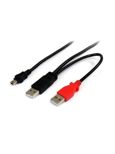 STARTECH  CABLE EN Y PARA DISCOS DUROS EXTERNOS 2X USB A MACHO - 1X MINI USB B MACHO 1.8 METROS NEGRO