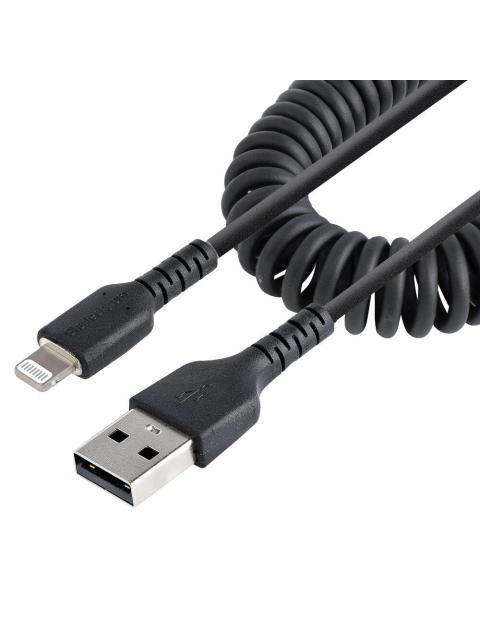 STARTECH  CABLE ESPIRAL LIGHTNING MACHO - USB A MACHO 50CM NEGRO