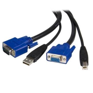 STARTECH  CABLE KVM 2 EN 1 USB-VGA MACHO - USB-VGA HEMBRA 1.8 METROS NEGRO
