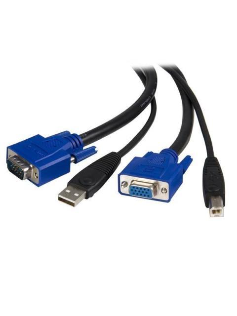 STARTECH  CABLE KVM 2 EN 1 USB-VGA MACHO - USB-VGA HEMBRA 1.8 METROS NEGRO