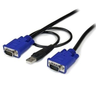 STARTECH  CABLE KVM ULTRA DELGADO 2 EN 1 USB-VGA MACHO - VGA MACHO 3 METROS NEGRO