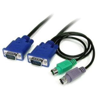 STARTECH  CABLE KVM ULTRA DELGADO 3 EN 1 2X PS-2 MACHO - 2X VGA MACHO 1.8 METROS NEGRO