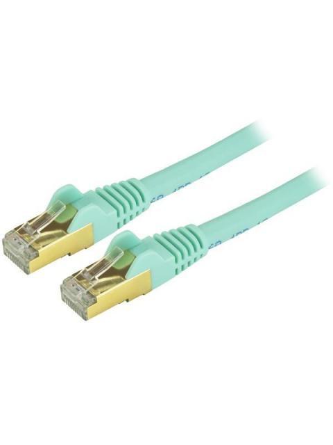 STARTECH CABLE PATCH CAT6A STP BLINDADO SIN ENGANCHES RJ-45 MACHO - RJ-45 MACHO 6.1 METROS TURQUESA
