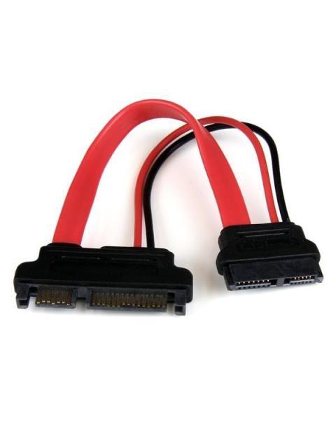 STARTECH CABLE SLIMLINE SATA 13 PIN MACHO - SATA 7+15 PIN HEMBRA 15CM ROJO