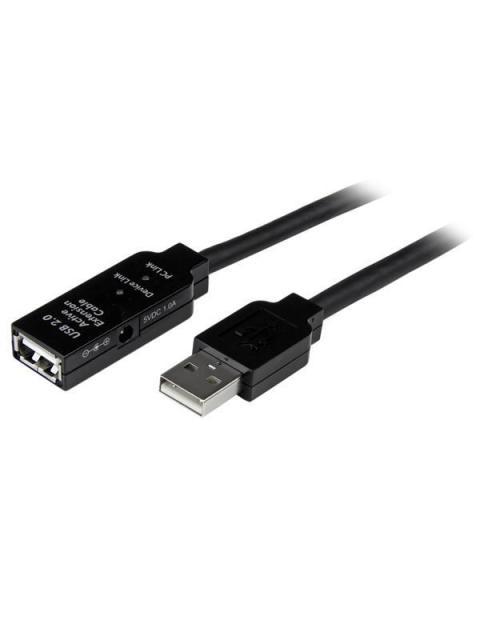 STARTECH  CABLE USB 2.0 DE EXTENSION ALARGADOR ACTIVO USB A MACHO - USB A HEMBRA 15 METROS NEGRO