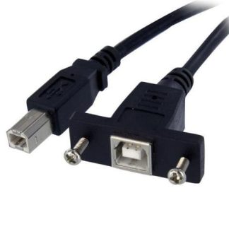 STARTECH  CABLE USB DE MONTAJE EN PANEL USB B MACHO - USB B HEMBRA 30CM NEGRO