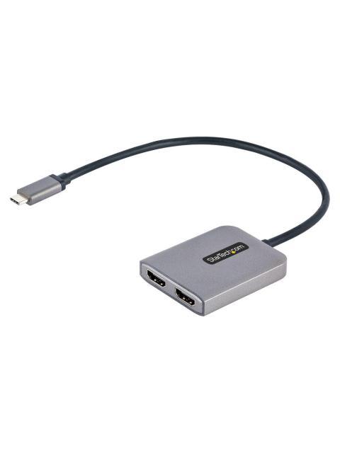 STARTECH  DIVISOR DE VIDEO MST USB-C MACHO - 2X HDMI HEMBRA NEGRO-GRIS