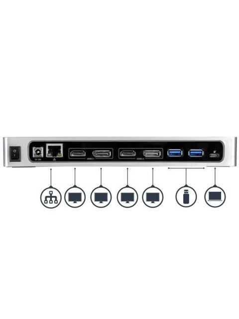 STARTECH  DOCKING STATION USB TIPO C PARA LAPTOP 2X DISPLAYPORT 2X HDMI 6X USB 3.0 NEGRO-PLATA - Image 6