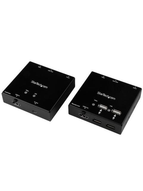 STARTECH  EXTENSOR HDMI POR CABLE CAT6 CON HUB USB DE 4 PUERTOS 50M NEGRO
