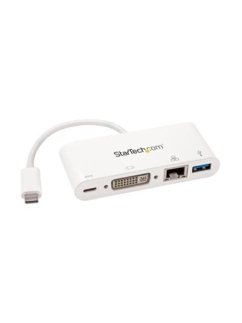 STARTECH  HUB CONCENTRADOR USB C 3.0 - 1X USB A-1X USB C-1X RJ-45-1X DVI-I 5000 GBIT-S BLANCO