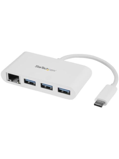 STARTECH  HUB USB C 3.0 MACHO - 3X USB A 3.0 Y ETHERNET GIGABIT 1000 MBIT-S BLANCO