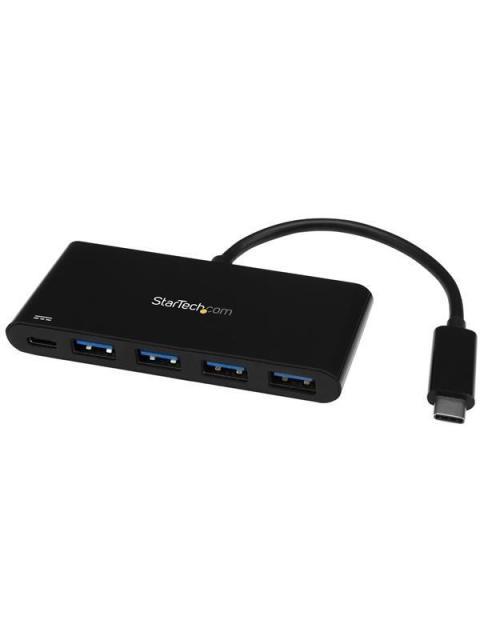 STARTECH  HUB USB C 3.0 MACHO - 4X USB A HEMBRA CON PD ENTREGA DE POTENCIA 5000 MBIT-S NEGRO