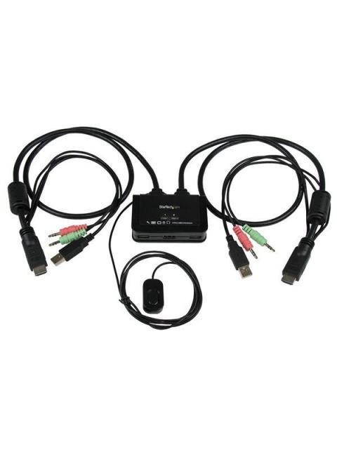 STARTECH SWITCH KVM DE 2 PUERTOS HDMI USB AUDIO CON CABLES INTEGRADOS