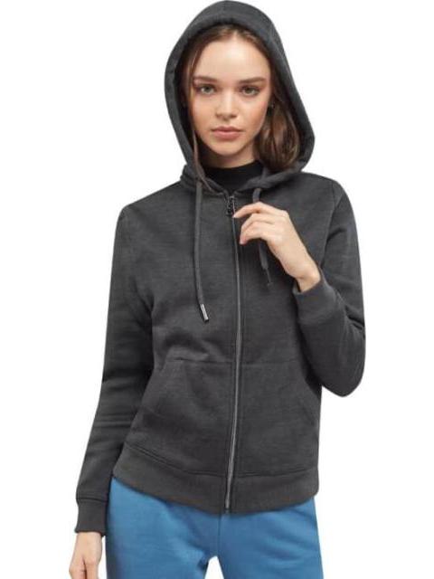 SUDADERA CON CIERRE Y CAPUCHA GRIS LOVE TO LOUNGE - Image 3