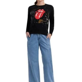 SUDADERA DAMA DAMA NEGRO THE ROLLING STONES